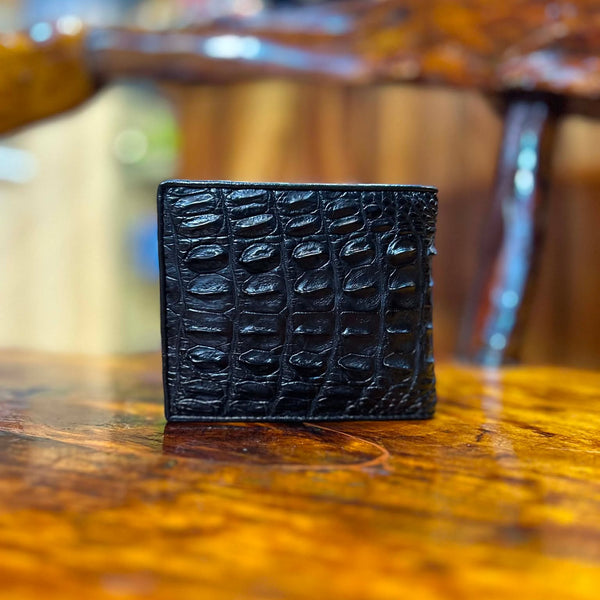 Black Crocodile Hornback Bifold Wallet