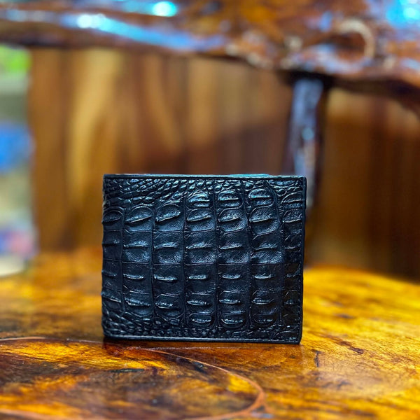 Black Crocodile Hornback Bifold Wallet