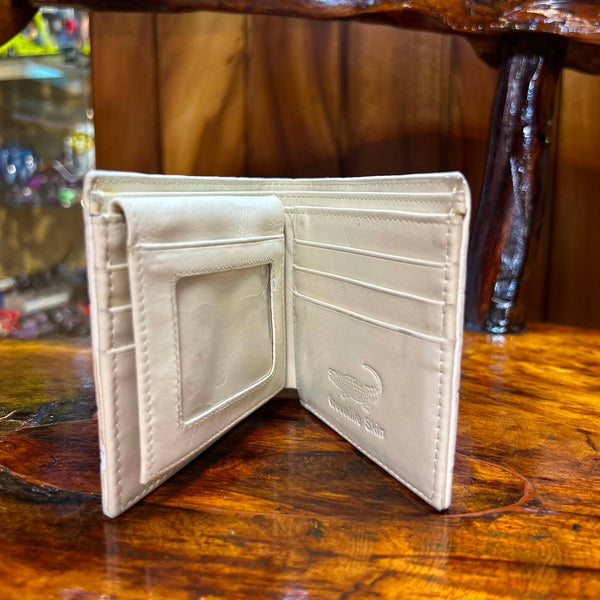 Cream Crocodile Leather Bifold Wallet (Belly Scale)