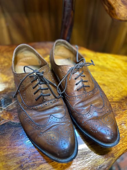 Florsheim brown leather wingtip brogues, top view