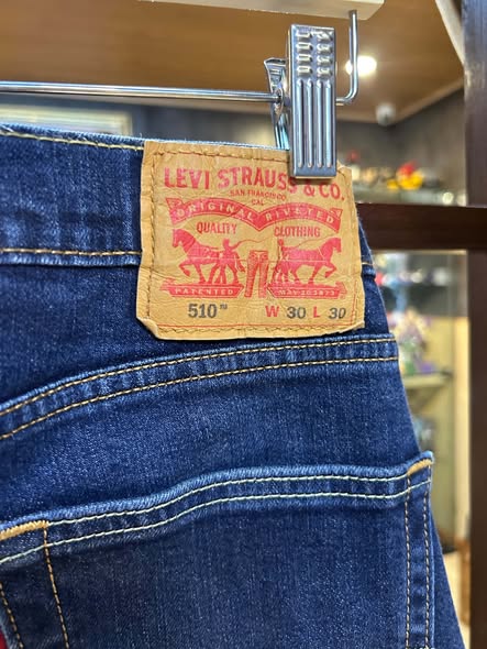Levi's 510 waistband and back patch close-up