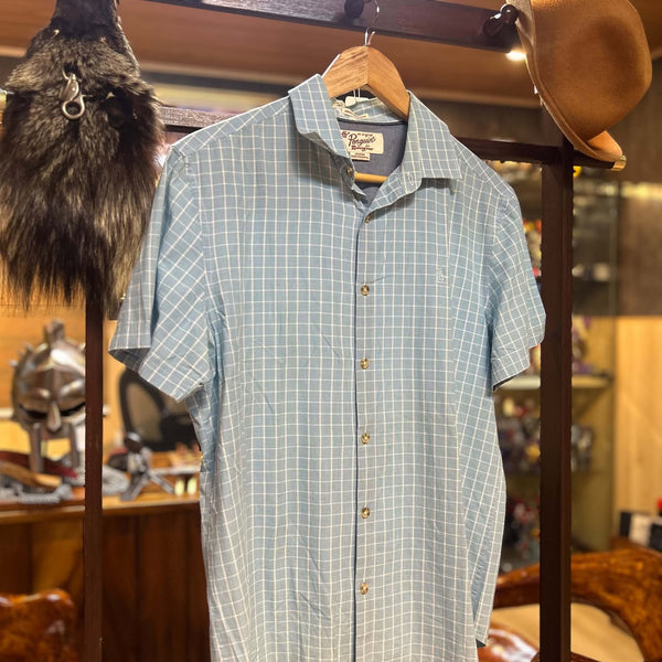 Original Penguin Light Blue Grid Short-Sleeve Shirt (M)